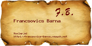 Francsovics Barna névjegykártya